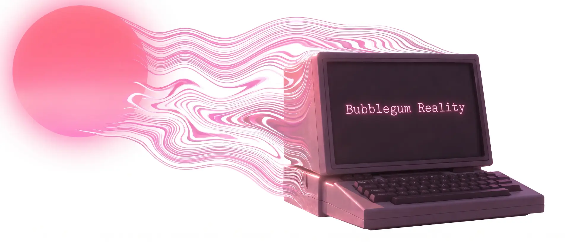 The Bubblegum Reality terminal isolated against a neon bubblegum flare